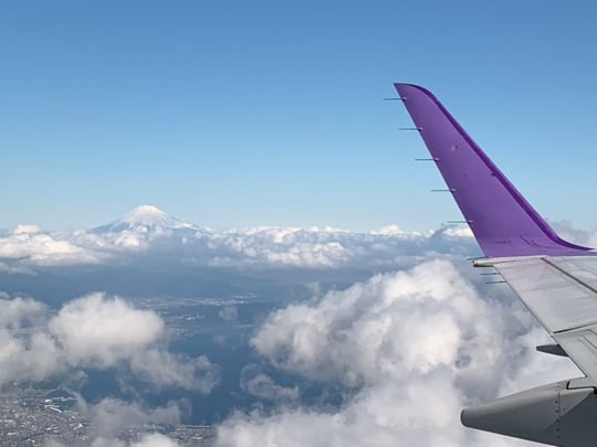飛行機から見えた富士山