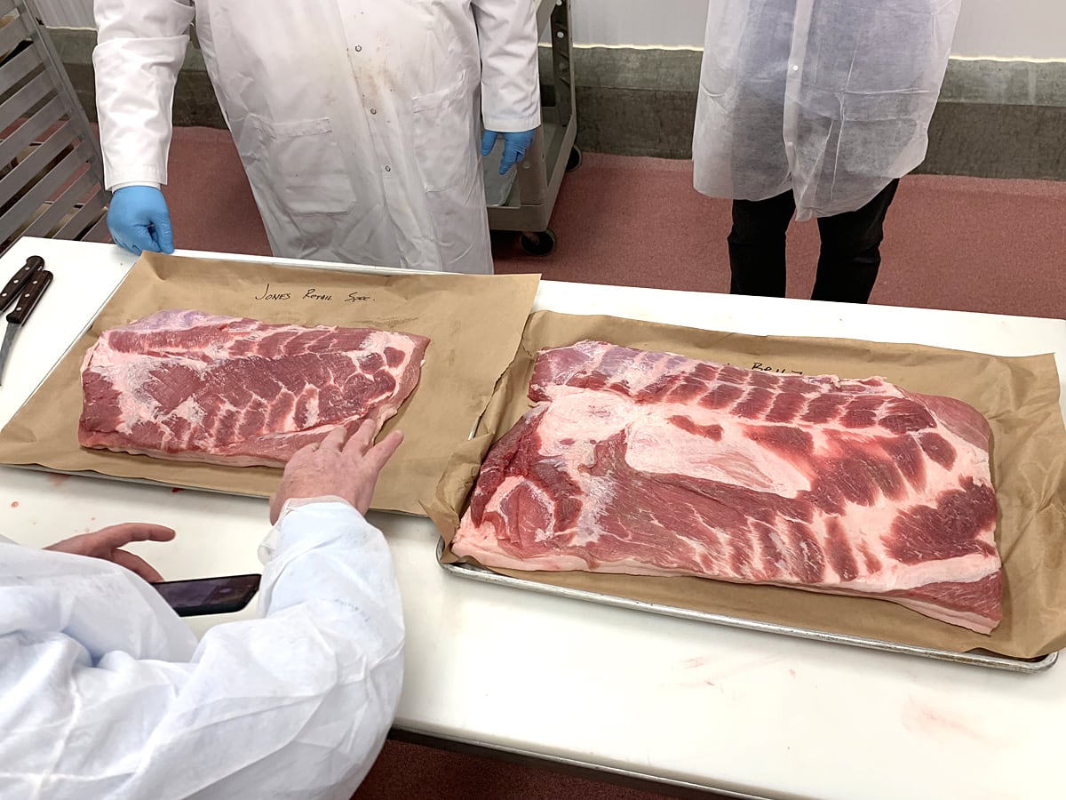 ベーコンに使用する豚ばら肉の比較