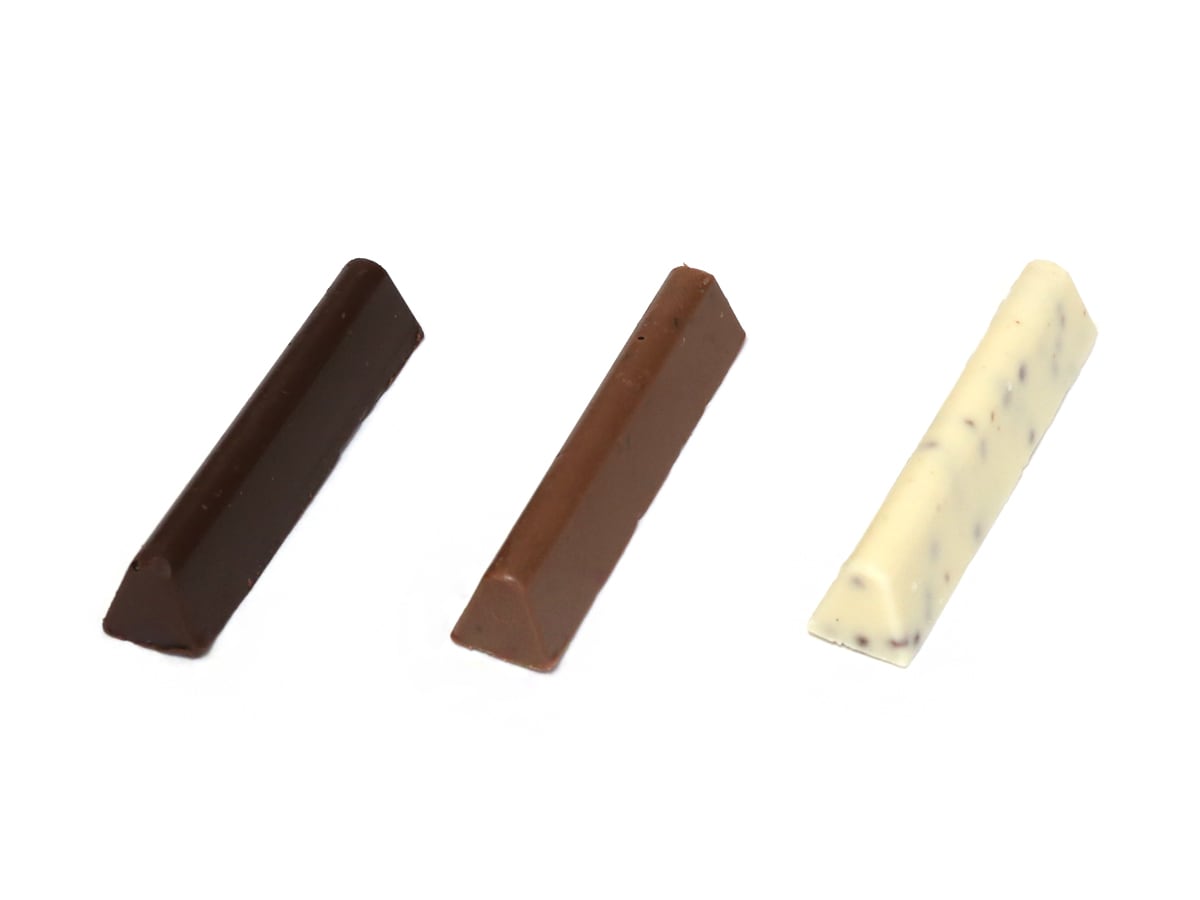 NOBLE CHOCOLATES　ベルギーチョコレートスティック　開封中身（ダーク・ミルク・ホワイト）
