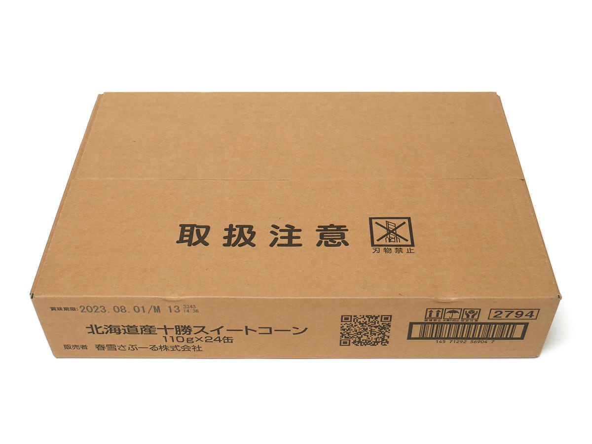 北海道産十勝スイートコーン　110g×24缶　外箱