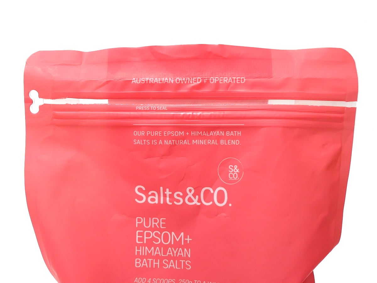 Salts&Co. ピュアエプソム+ヒマラヤンバスソルト ３kg　裏側の開け口