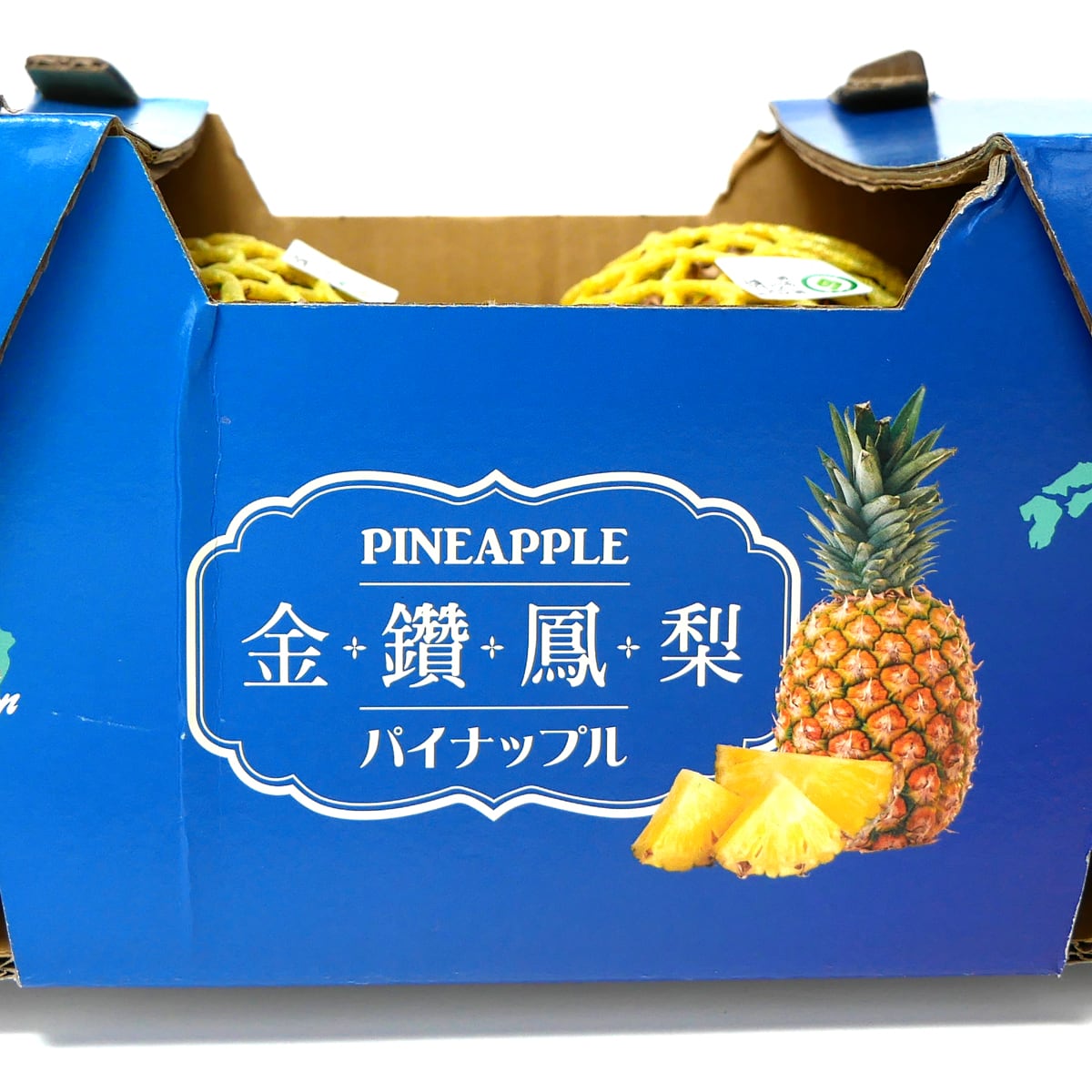 コストコ　台湾産パイナップル　金鑽鳳梨（ゴールドダイアモンドパイナップル）　箱側面
