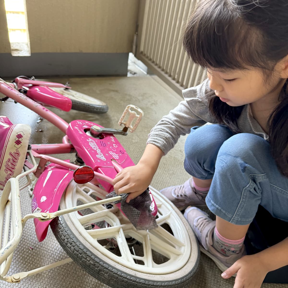 アイリスヘルスケア　スクラブクロス　自転車の洗車