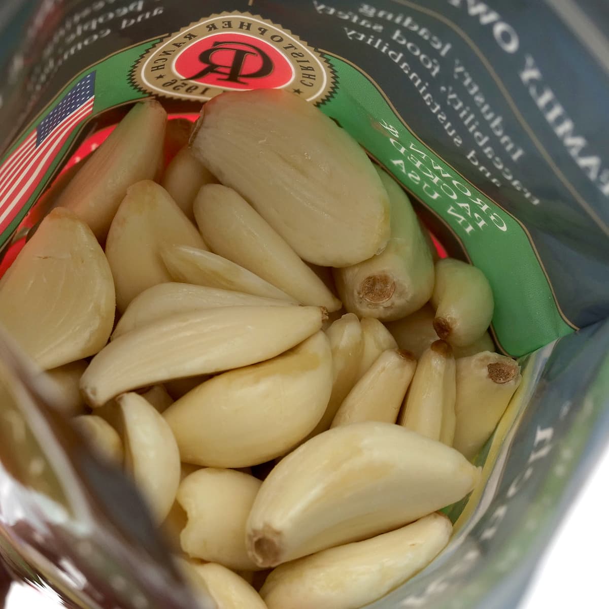 アメリカ産　むきにんにく　450g（ChristppherRanch PRLED GARLIC）　開封中身