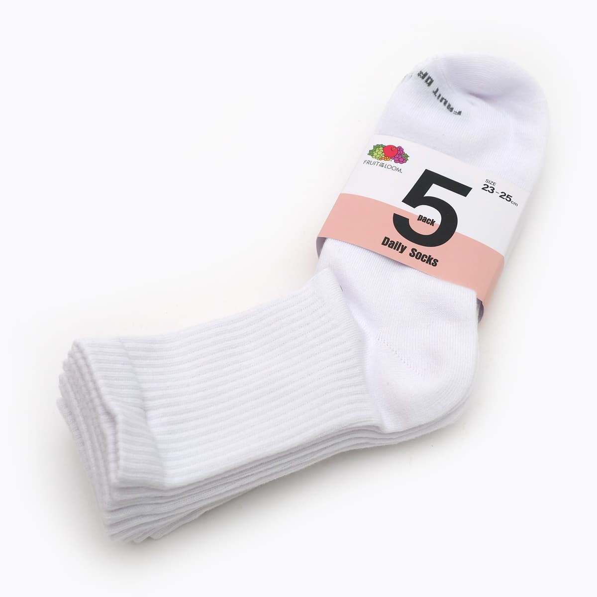 FRUIT of the LOOM　デイリーソックス　5足セット（通学に便利な白ソックス）