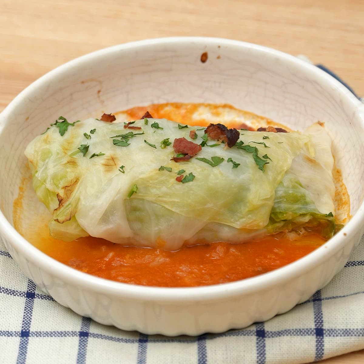 ロールキャベツ　一つ取り分けてオーブン調理