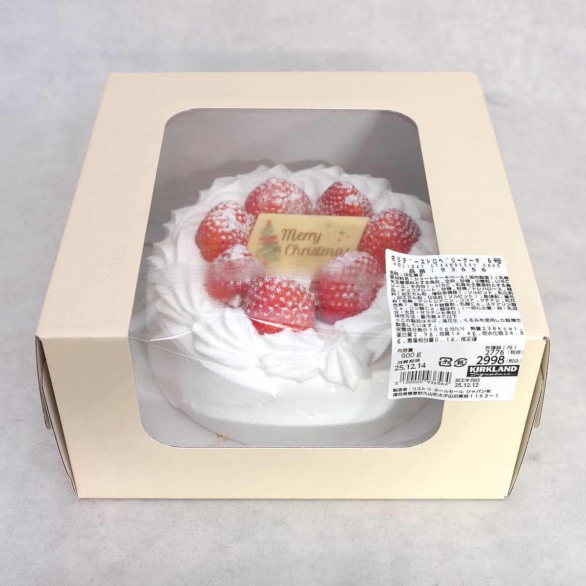 ホリデーストロベリーケーキ　6号　パッケージ