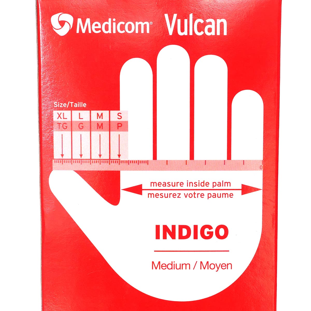 バルカン ニトリルグローブ 150枚 裏のサイズ表