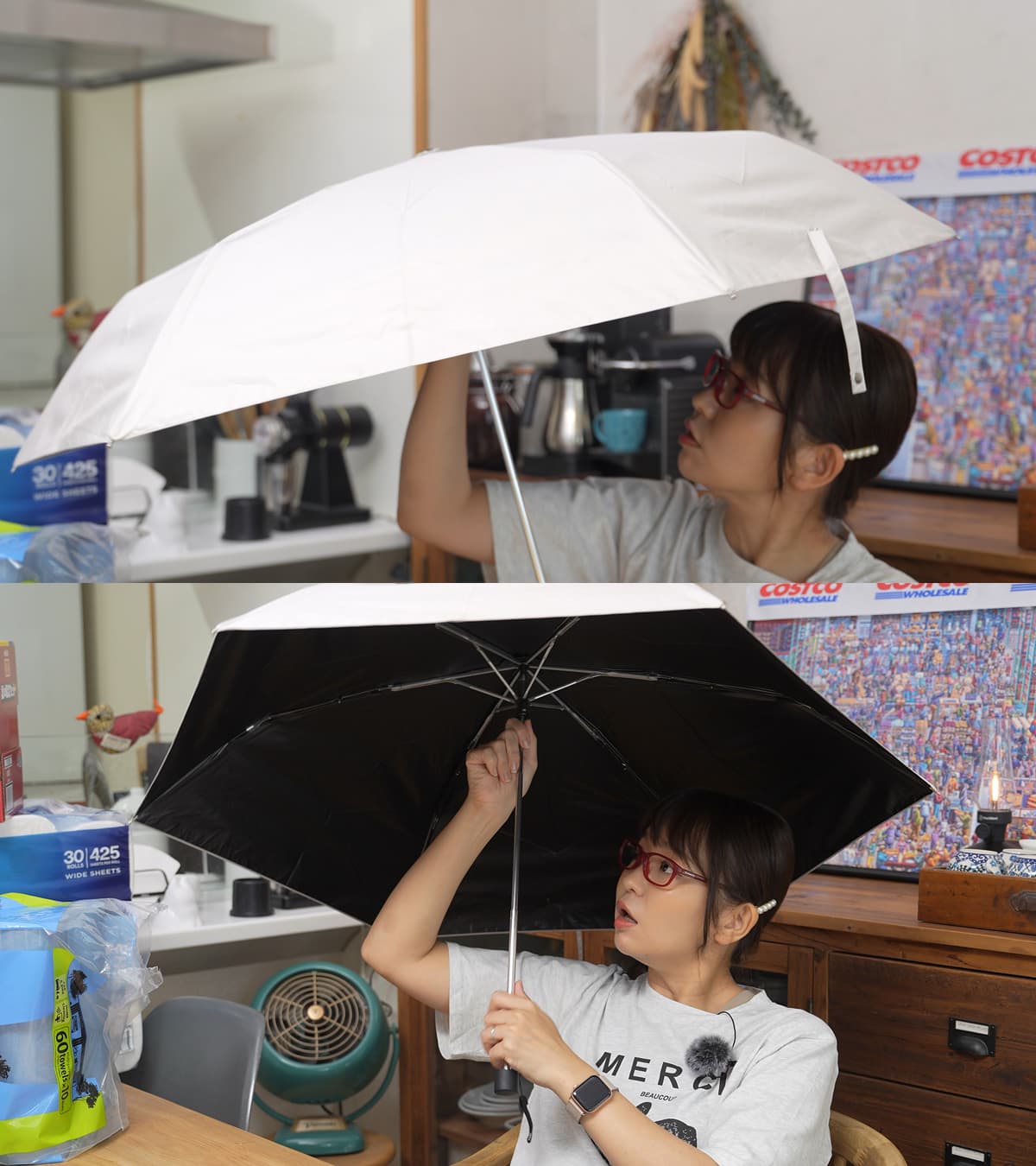 NAKATANI　晴雨兼用折りたたみ傘　ユニセックス　開いた（サイズ感）