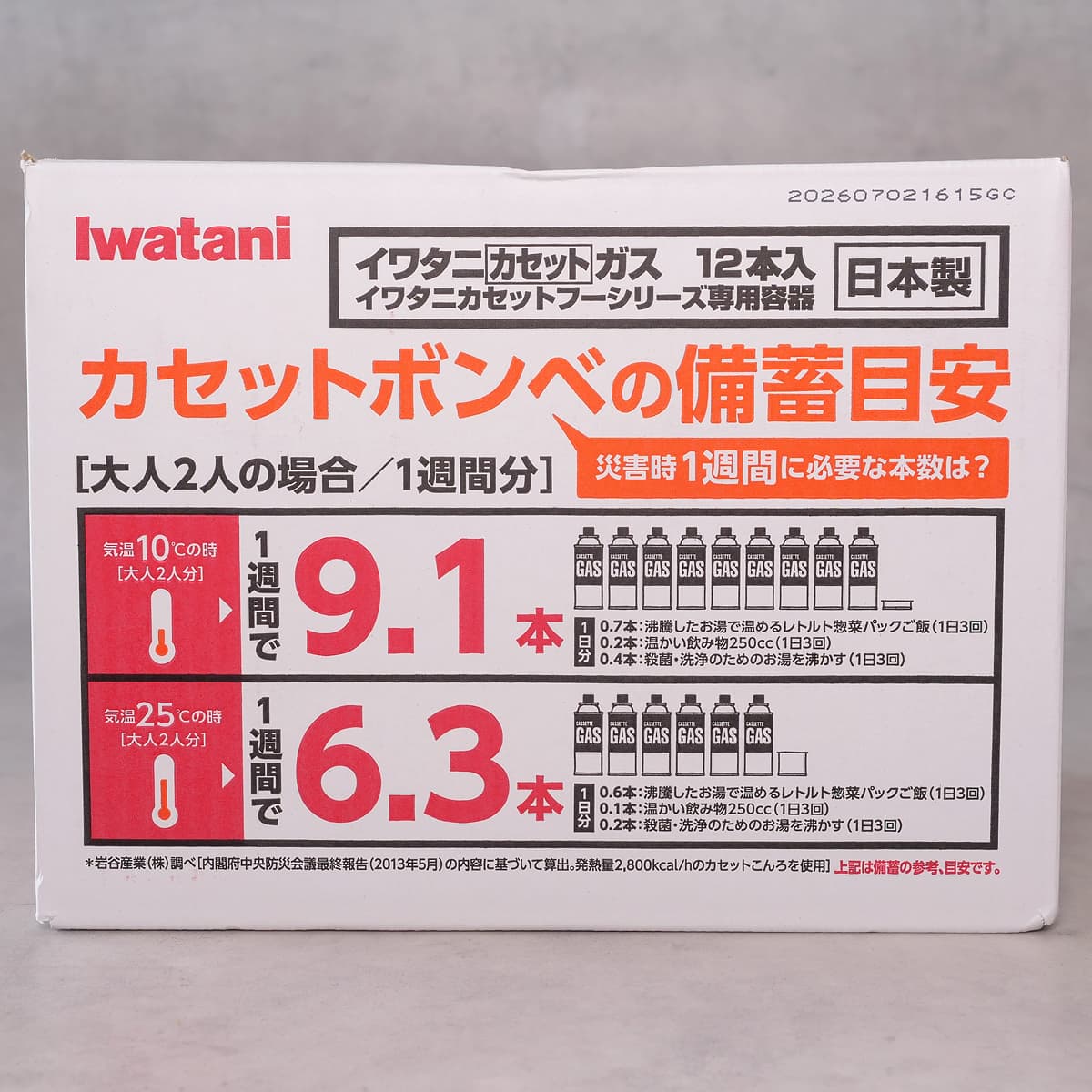 イワタニ　カセットガスボンベ　250gx12本　備蓄目安